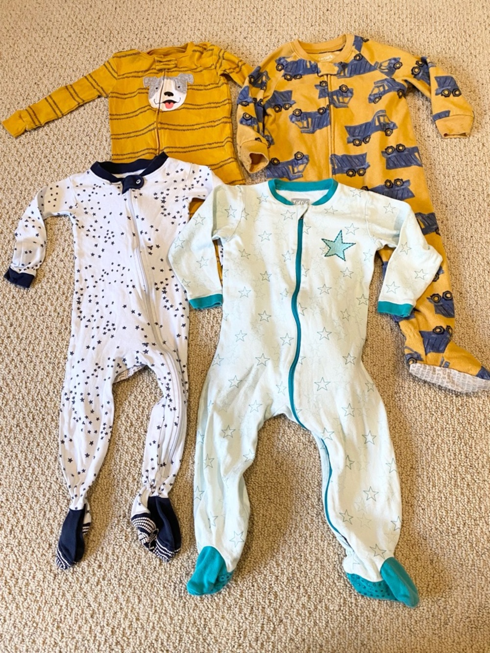 Baby Boy Toddler Sleeper Lot 18 month Tuffy Burt’s Bees Carters Clothing Bundle
